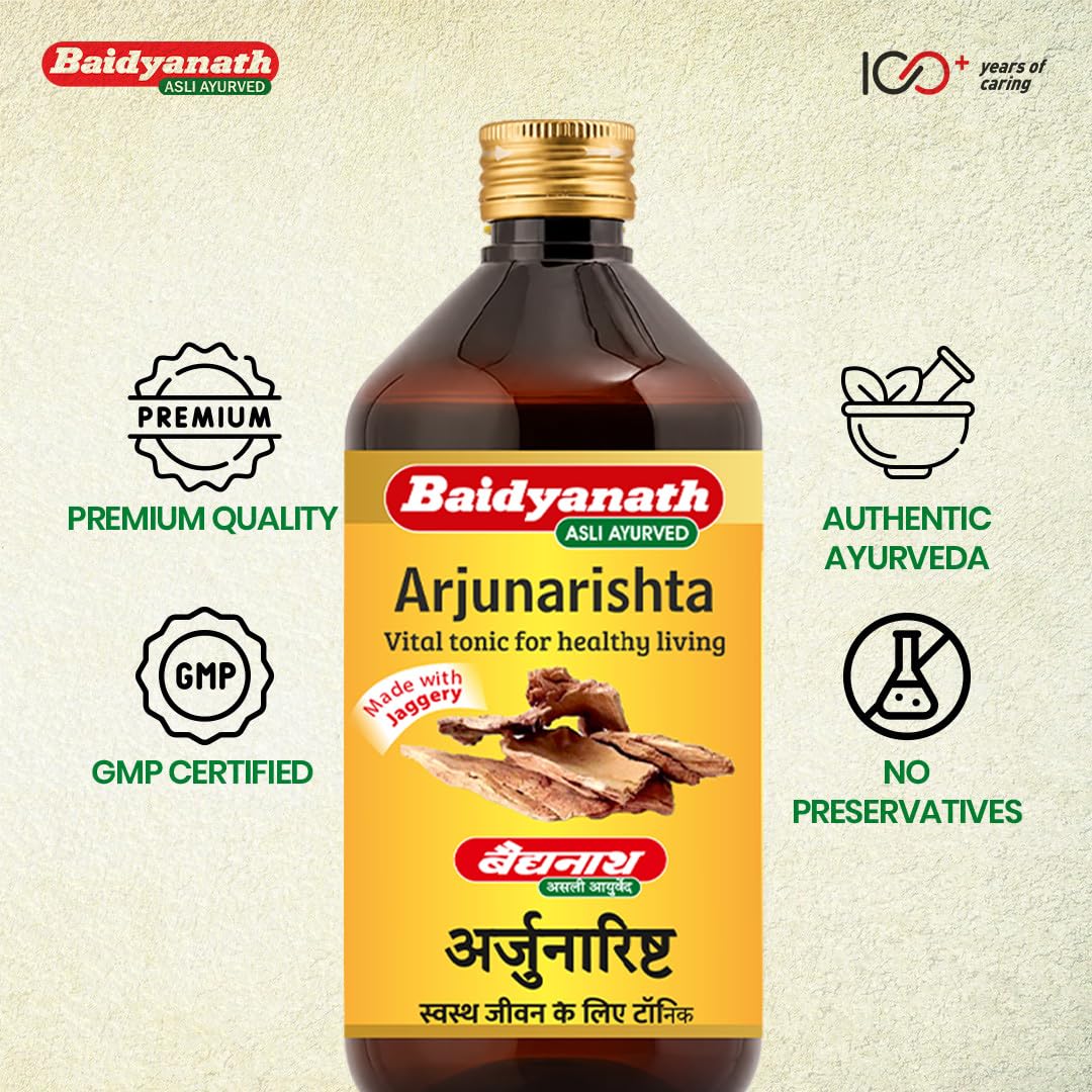 Baidyanath Arjunarista - 450 ml | Ayurvedic Heart & Respiratory Tonic | Herbal Tonic For Healthy Heart, Digestion, And Cardiac Function Support