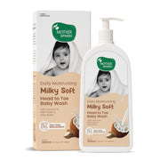 Mother Sparsh Milky Soft Head to Toe Baby Wash -200ml with Milk Protein & Shea Butter | Tear Free 2 in 1 Natural Body Wash & Shampoo for Babies
