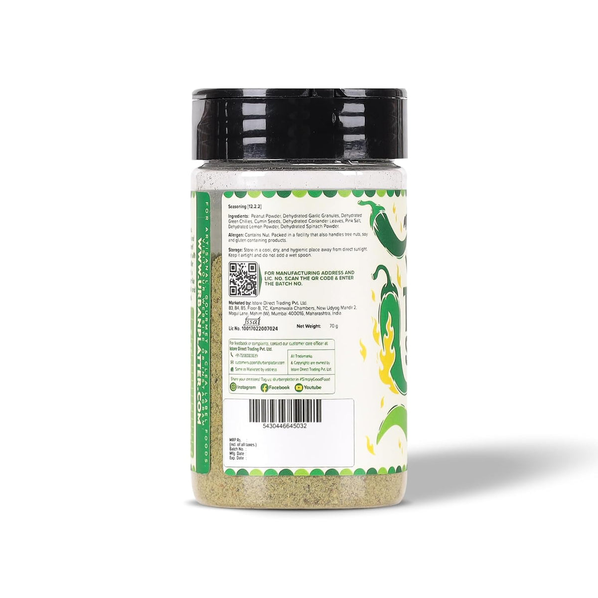 Urban Platter Thecha Seasoning, 70g (Authentic Maharashtrian Condiment | Bold Chilli, Garlic & Peanut Blend | Perfect for Fries, Pasta & Rice)