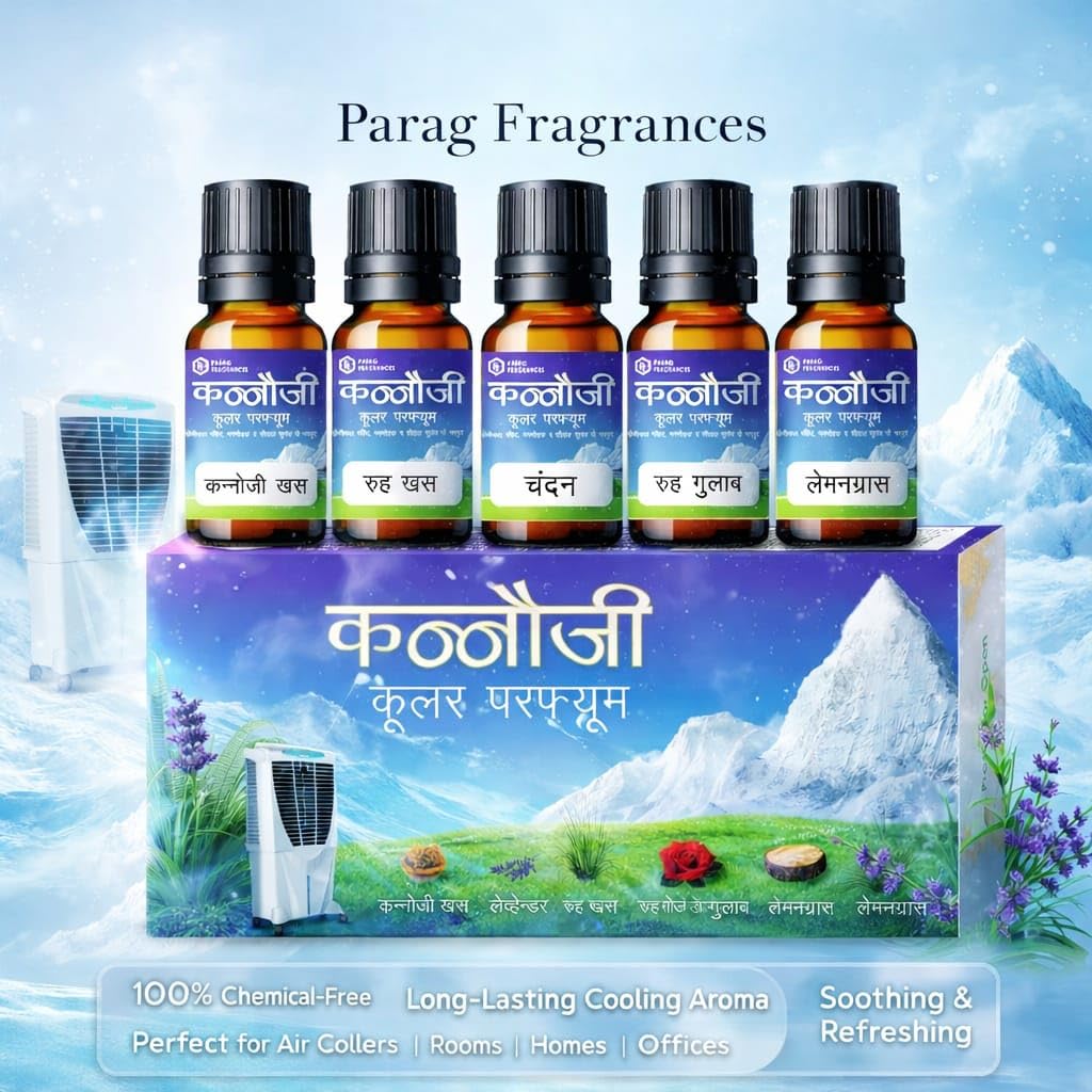 Parag Fragrances Kannauji Cooler Perfume 6 in 1 combo Kannauji Khus, Ruh Khus, Chandan, Ruh Gulab, Lamongrass & Lavender