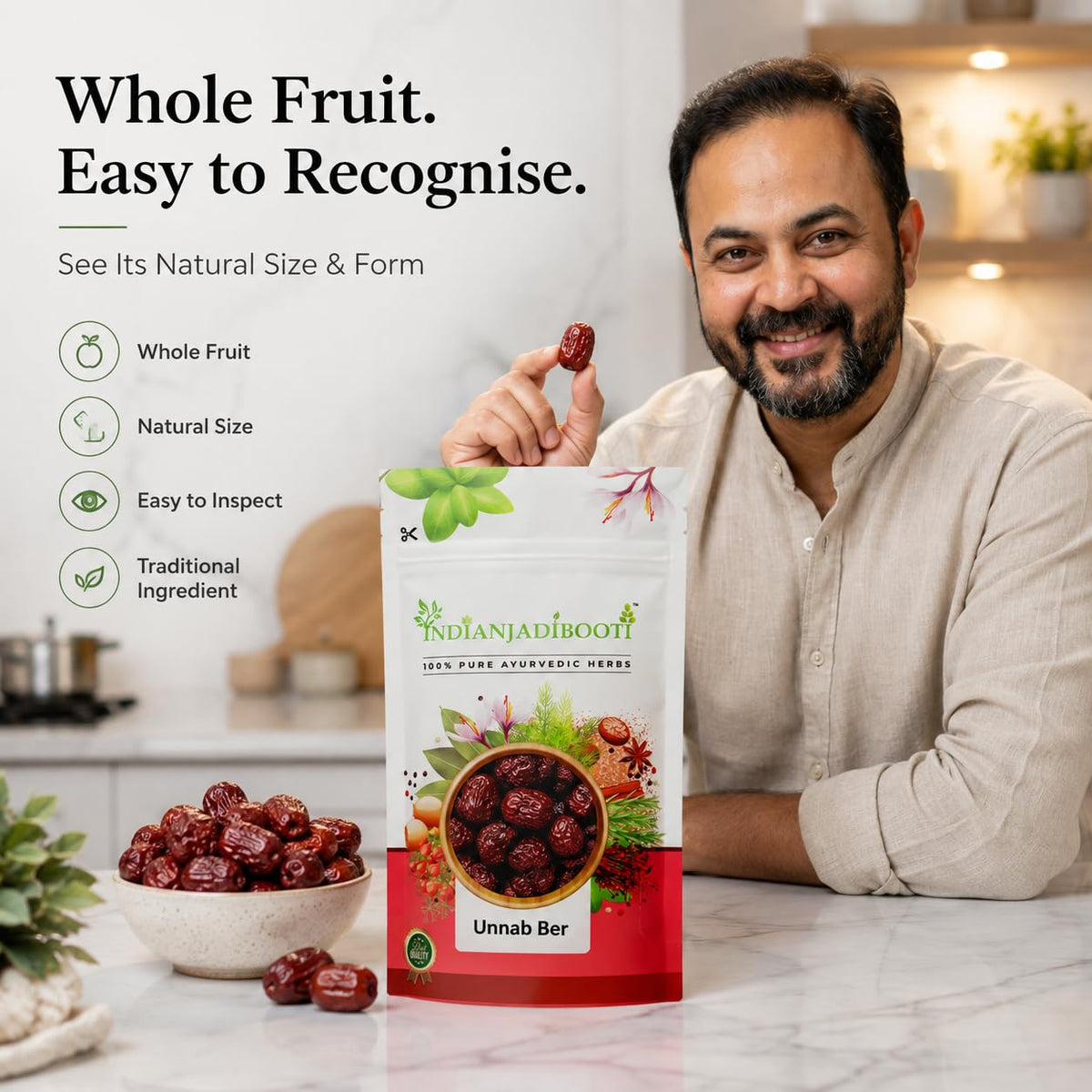 IndianJadiBooti Pure Unnab Ber (Ziziphus Jujuba) | Traditional Botanical for Throat Harmony, Respiratory Comfort & Calming Vitality - 2700g