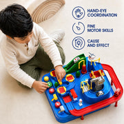 Toy Imagine Car Race Track Toy for Kids 3+ Years City Rescue Vehicle Playset with 4 Mini Cars & 6 Control Buttons, Helicopter, Adventure Ramps Educational Puzzle & Motor Skill Toy for Boys & Girls