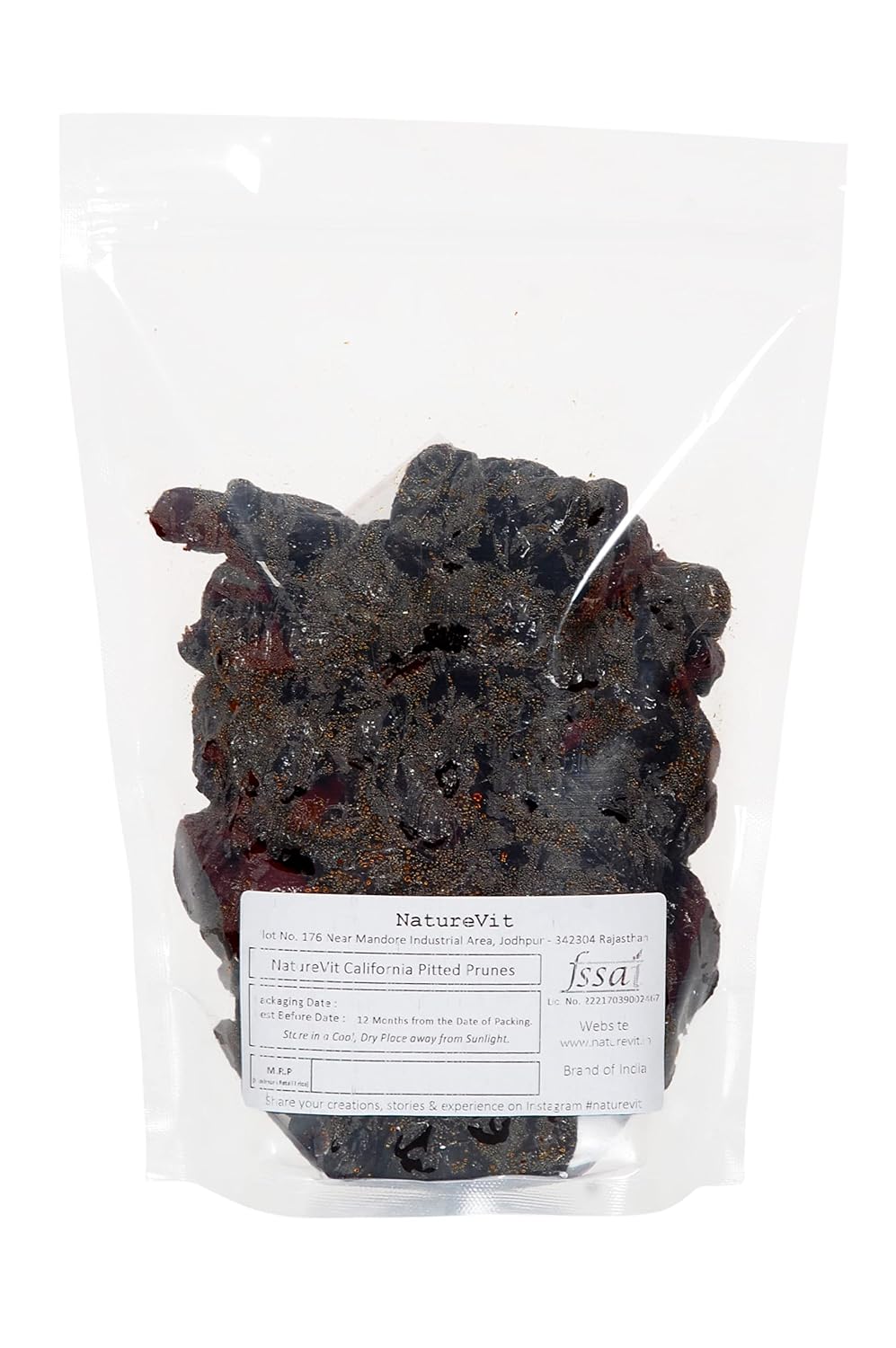 NatureVit California Pitted Prunes 1 Kg | Naturally Sweet & Unsweetened | Dry Plums Aloo Bukhara | Soft & Juicy Dried Plums | Ideal for Digestion, Snacking & Baking