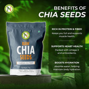 NatureVit Raw Chia Seeds 1 Kg | Superfood for Eating | Rich in Omega-3, Fiber & Protein | Ideal for Weight Loss, Digestion & Energy | Gluten-Free & Vegan