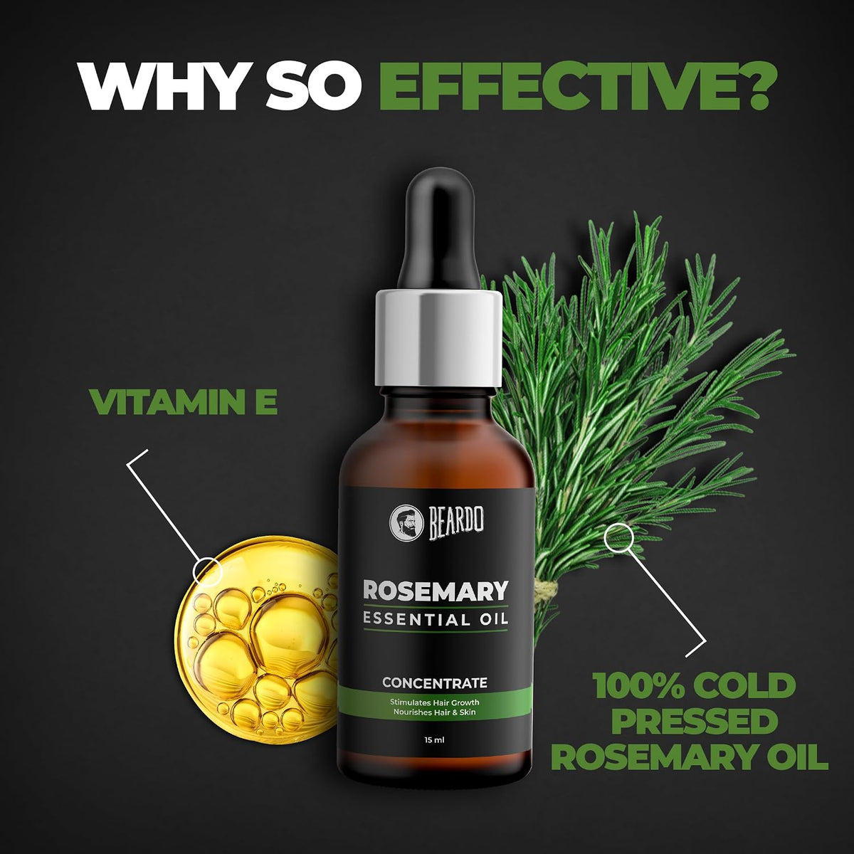 Beardo Rosemary Essential Oil | Hair Oil | Rosemary Essential Oil for Hair Growth | For Hair & Skin Nourishment | 100% Natural | Aroma Oil | Rosemary Oil 15 ml