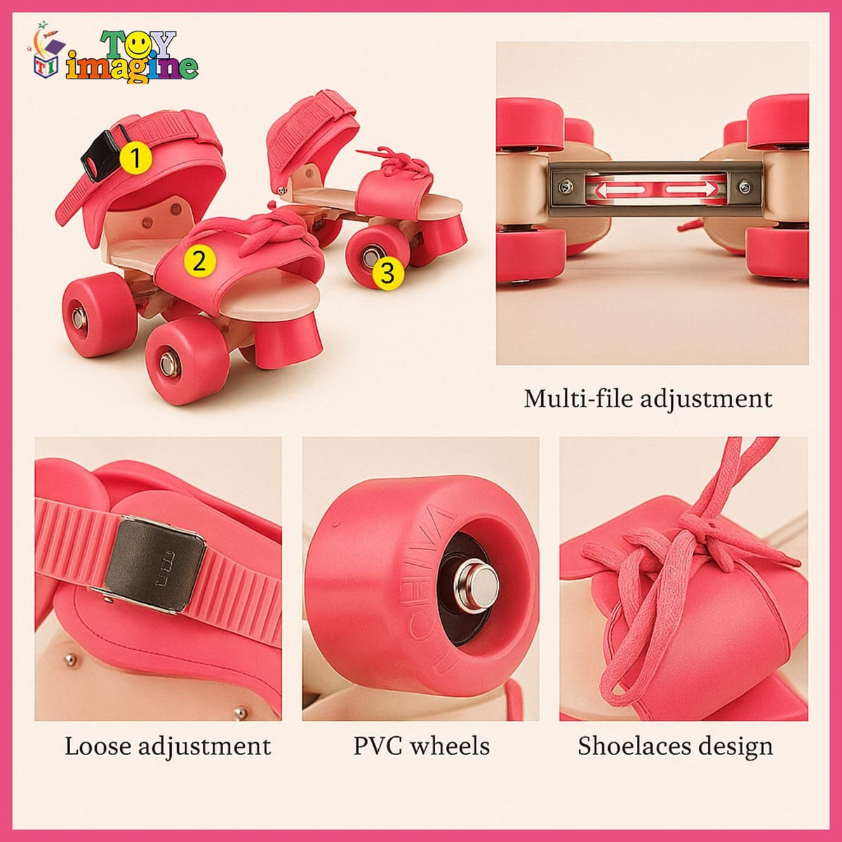 Toy Imagine Adjustable Inline Roller Skates for Kids Girls