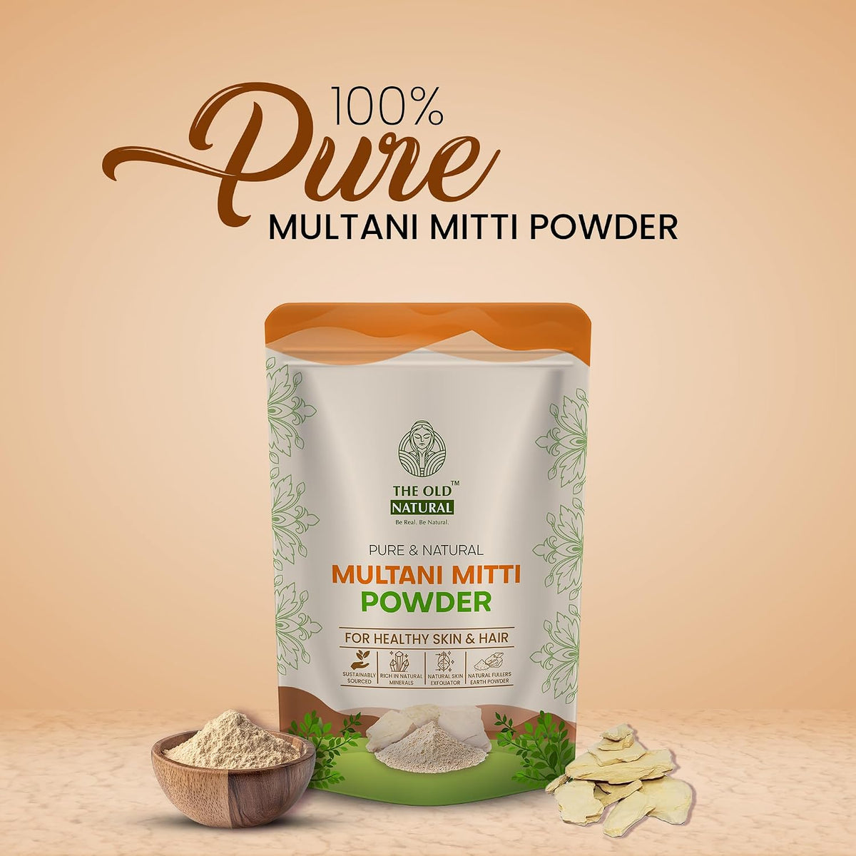 The Old Natural Sandalwood Powder & Multani Mitti Combo (200g Each), 100% Pure & Natural Chandan + Fuller’s Earth, Face Pack for Glowing Skin, Oil Control, Acne Care, Deep Cleansing, Skin & Hair Care