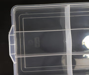NMII Multipurpose Plastic Storage Box with Partitions | Transparent Organizer with Secure Lid | Ideal for Stationery, Craft Supplies, Tools, and Jewellery, Accessories | Lightweight-(6 Partitions)