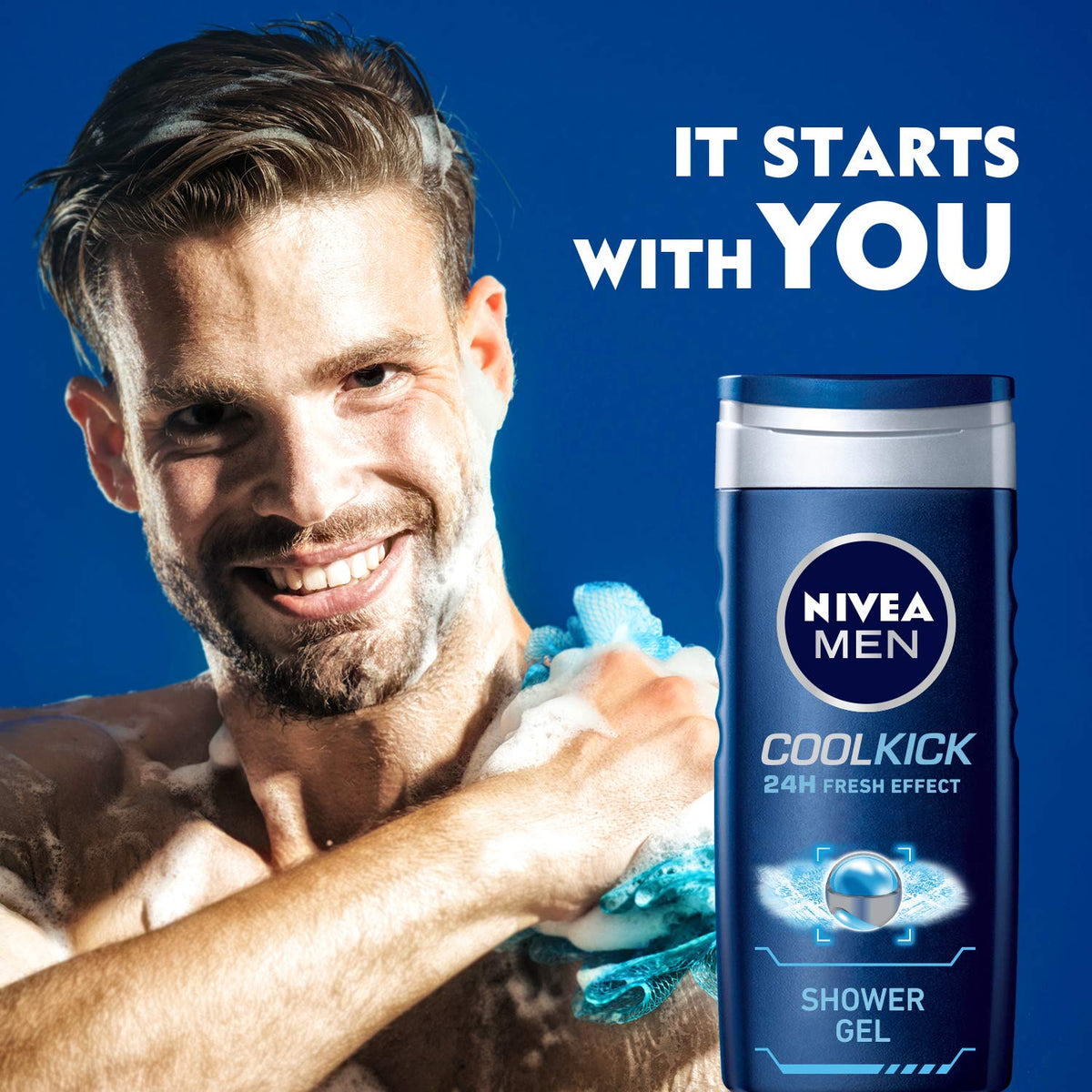 Nivea Deodorant Roll On For Women, Whitening Smooth Skin, 50ml & Shower Gel For Men, Cool Kick Body Wash, 250ml