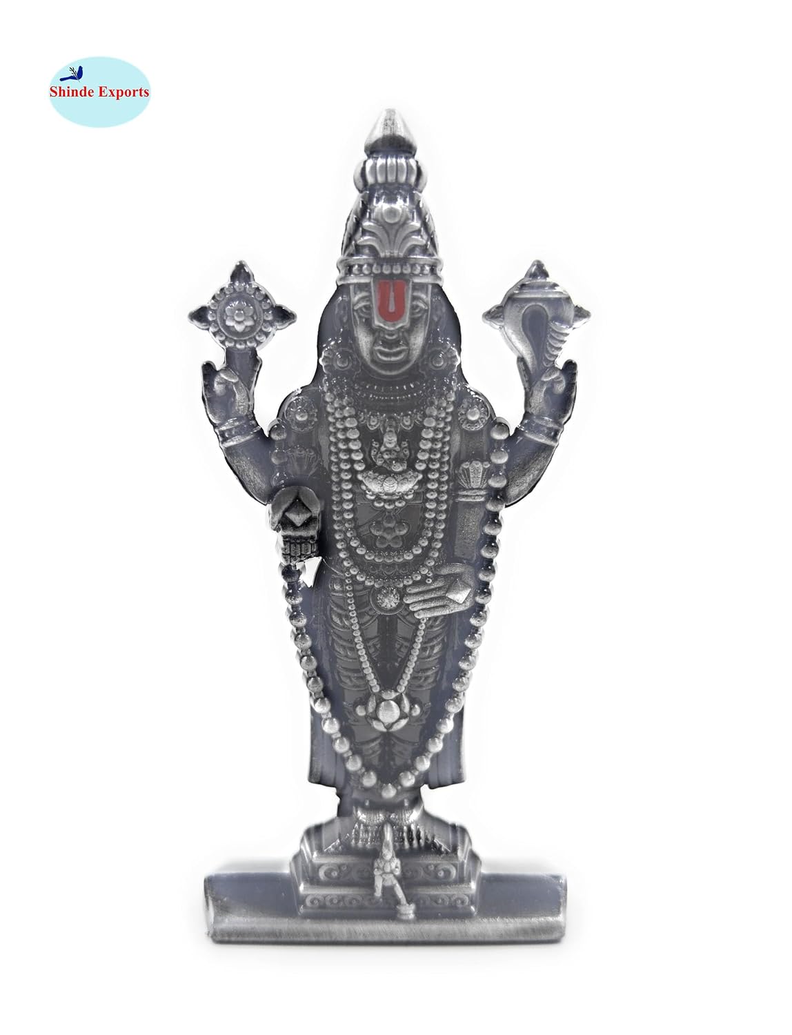 SHINDE EXPORTS Small Size Brass Metal Lord tirupati Balaji Idol for car Dashboard Home (Grey Tone Style 2)