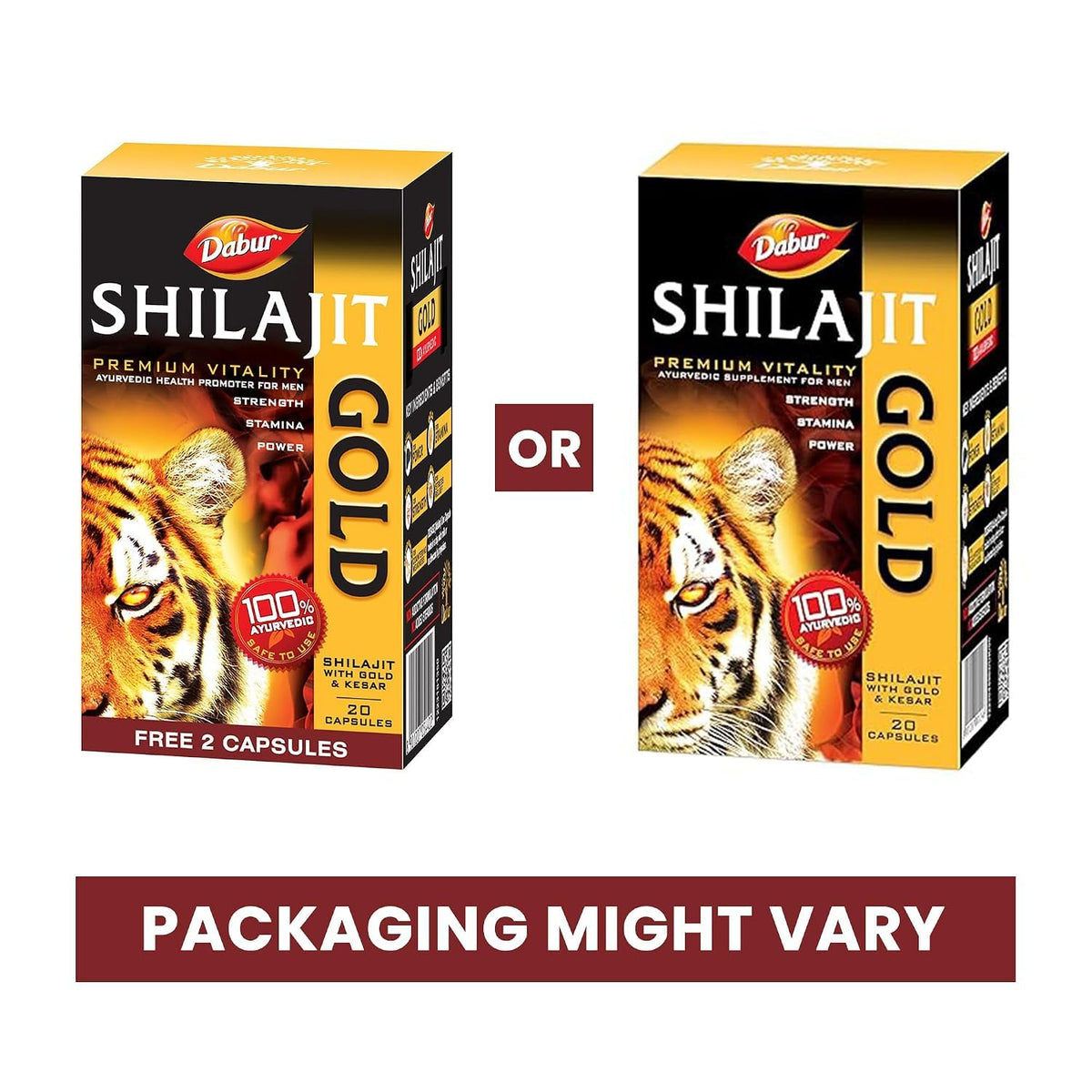 DABUR Shilajit Gold - 20 Capsules | 100% Ayurvedic Capsules for Strength , Stamina and Power | Premium Ayurvedic Supplement | For Men