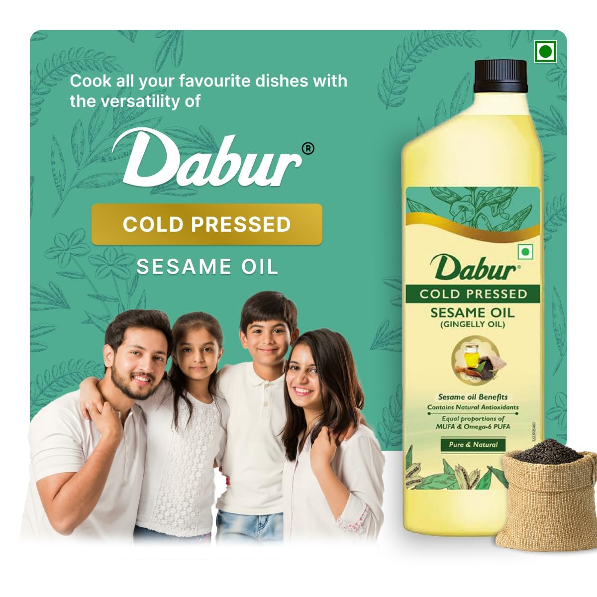 Dabur Cold Pressed Sesame(Gingelly) Oil, 1 L