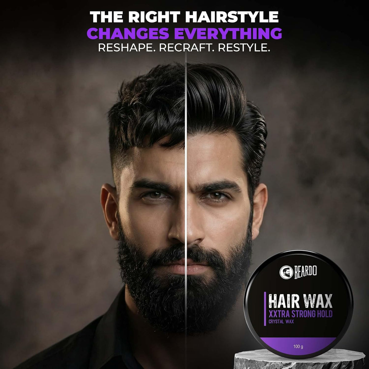 Beardo Xxtra Stronghold Hair Wax, 100 gm | Crystal Hair Wax for Men | Hair Wax Men | Hair Styling Wax for Glossy Finish & Shine | Extra Strong Hold Wax