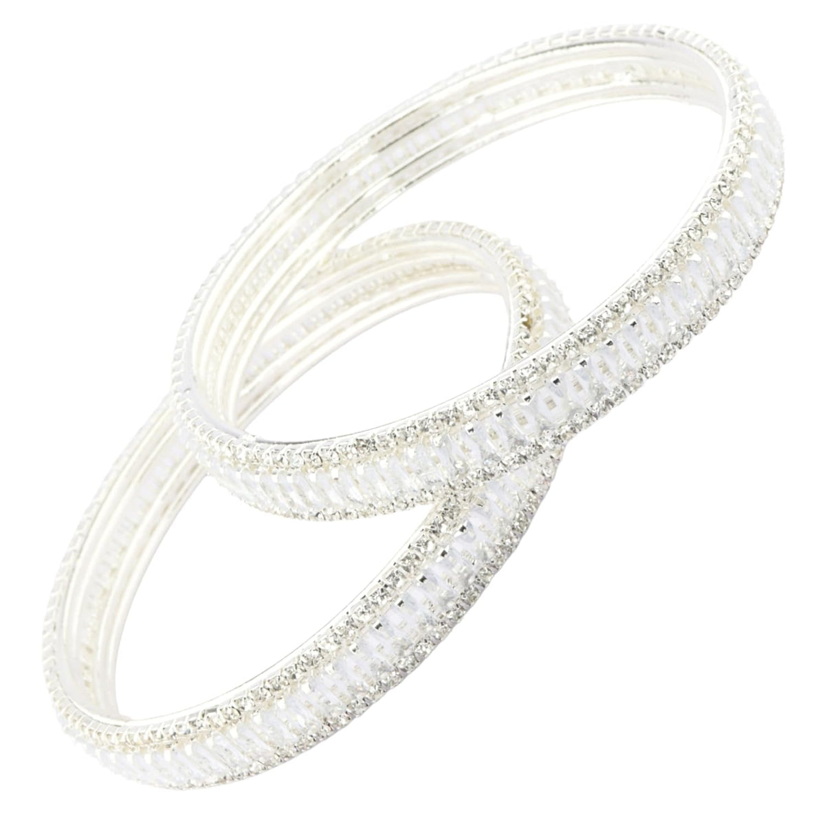 NMII Stylish Alloy Metal Kada Set With Glittering American Diamond Stones For Women & Girls | Women Bangles Design | Ladies' Metal Kada | Jewelry, Bridal Look & Festivals - Pack Of 2 Kada