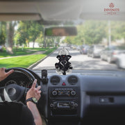 DIVINITI 999 Silver Plated Resin Lord Ganesha Idol for Car Dashboard, Tabletop|Ganesh Statue for Good Luck and Success|Ganpati Murti for Home Decor Mandir, Office Desk Puja Gift Black (8.4x4.2cm)