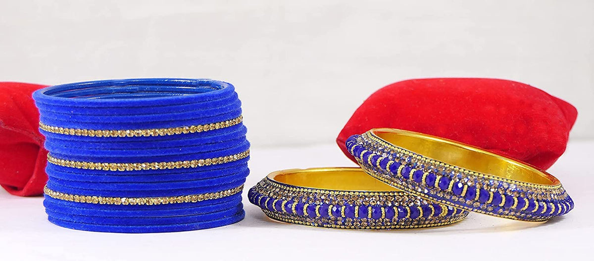 NMII Traditional Plain Metal Bangles with Golden Zircon Stone For Women & Girls | Chuda Set For Bridal Women Wedding, Party, Occasion | Golden Chuda | Metal Bangles For Women- Set of 30