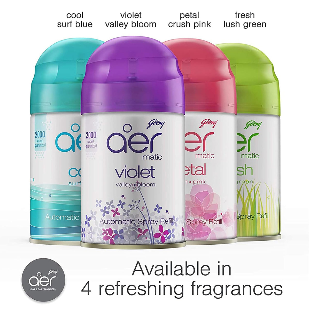 Godrej aer Matic Automatic Room Fresheners Refill Pack | Fresh Lush Green | 2000 Sprays Guaranteed | Lasts up to 60 days (210ml)