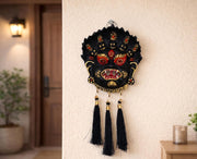 KridayKraft Kirtimukha Nazar Battu Wall Hanging with Tassels, Black Face Mask for Home Entrance, Main Door and Office Décor, Housewarming Gift.