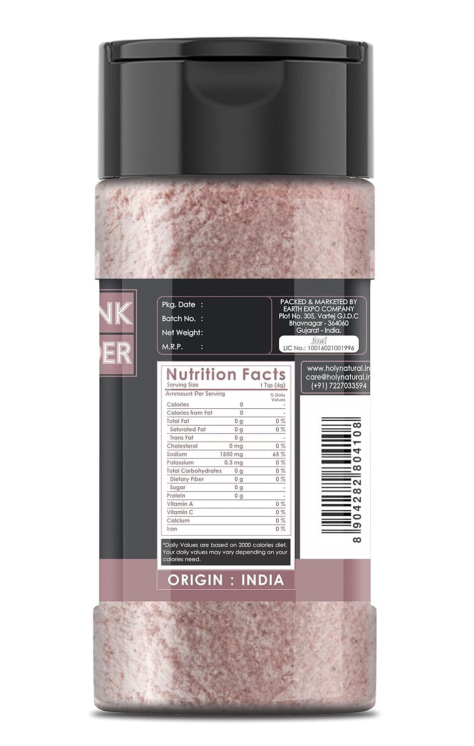 Holy Natural Himalayan Pink Rock Salt Powder (200gm), For healthy cooking, Substitute of white salt, good for weight loss and rich in trace minerals.