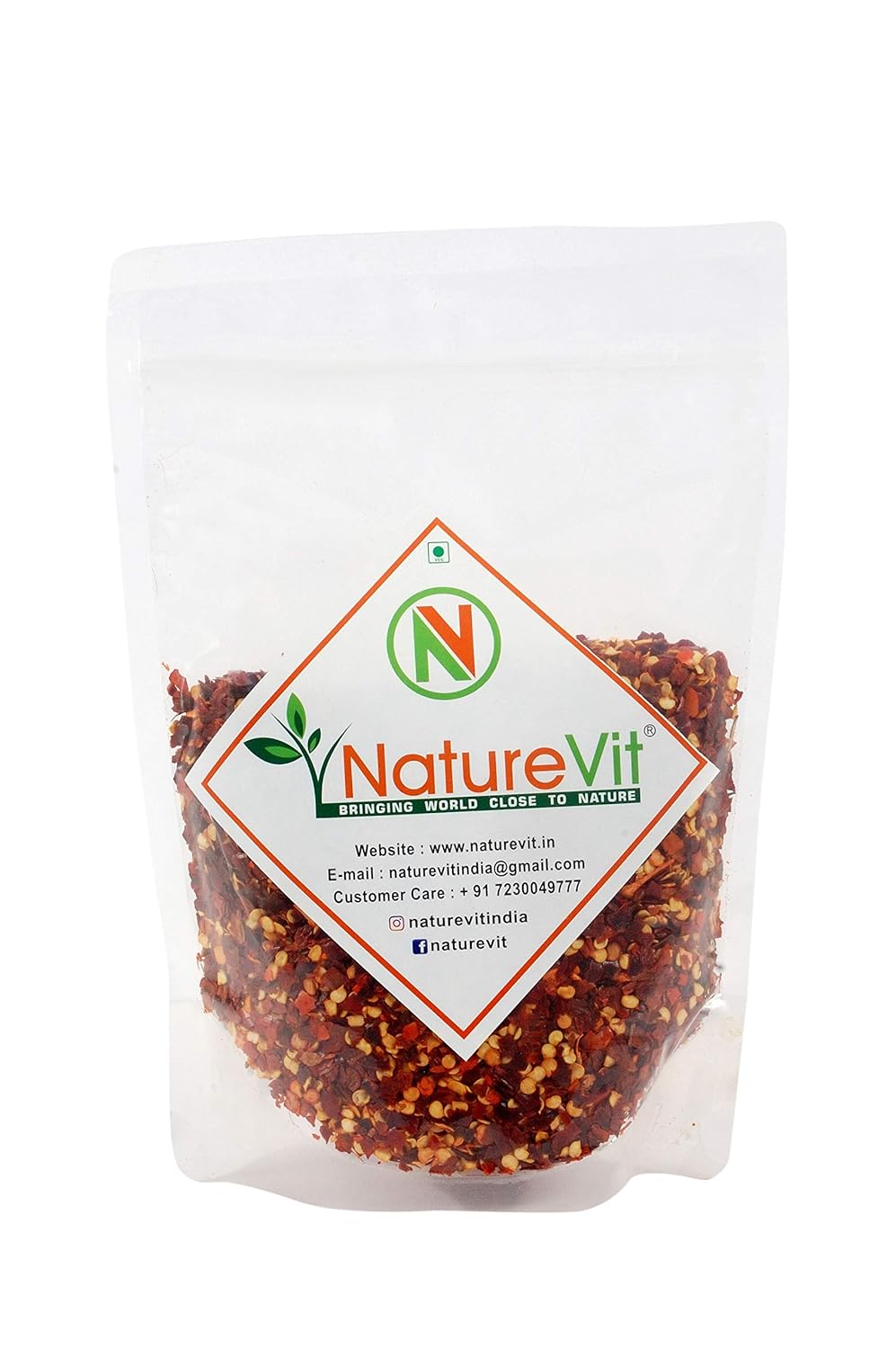 NatureVit Red Chilli Flakes 200g | Spicy Seasoning for Pizza, Pasta, Soups & Indian Cooking | Pure, Aromatic & Flavorful | No Additives or Preservative