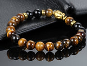 Shining Diva Fashion D'Vine Black Onyx Tiger's Eye Semi Precious Stone Yoga and Meditation Buddha Reiki Healing Beads Unisex Stylish Bracelet for Men, Women(9389b)