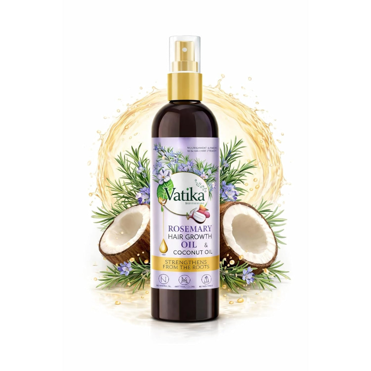 DABUR Vatika Rosemary Hair Growth Oil With Hibiscus & Coconut Oil - 100Ml | Stimulates Hair Growth And Thickness | Reduces Hair Fall | Co-Created With Dermatologist | No Mineral Oil |Animal Test Free