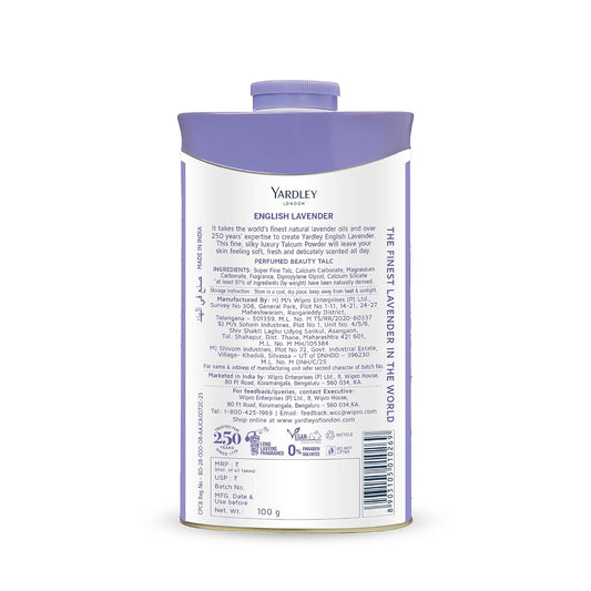 Yardley London English Lavender Perfumed Beauty Talc For Fragrant Glow|100g