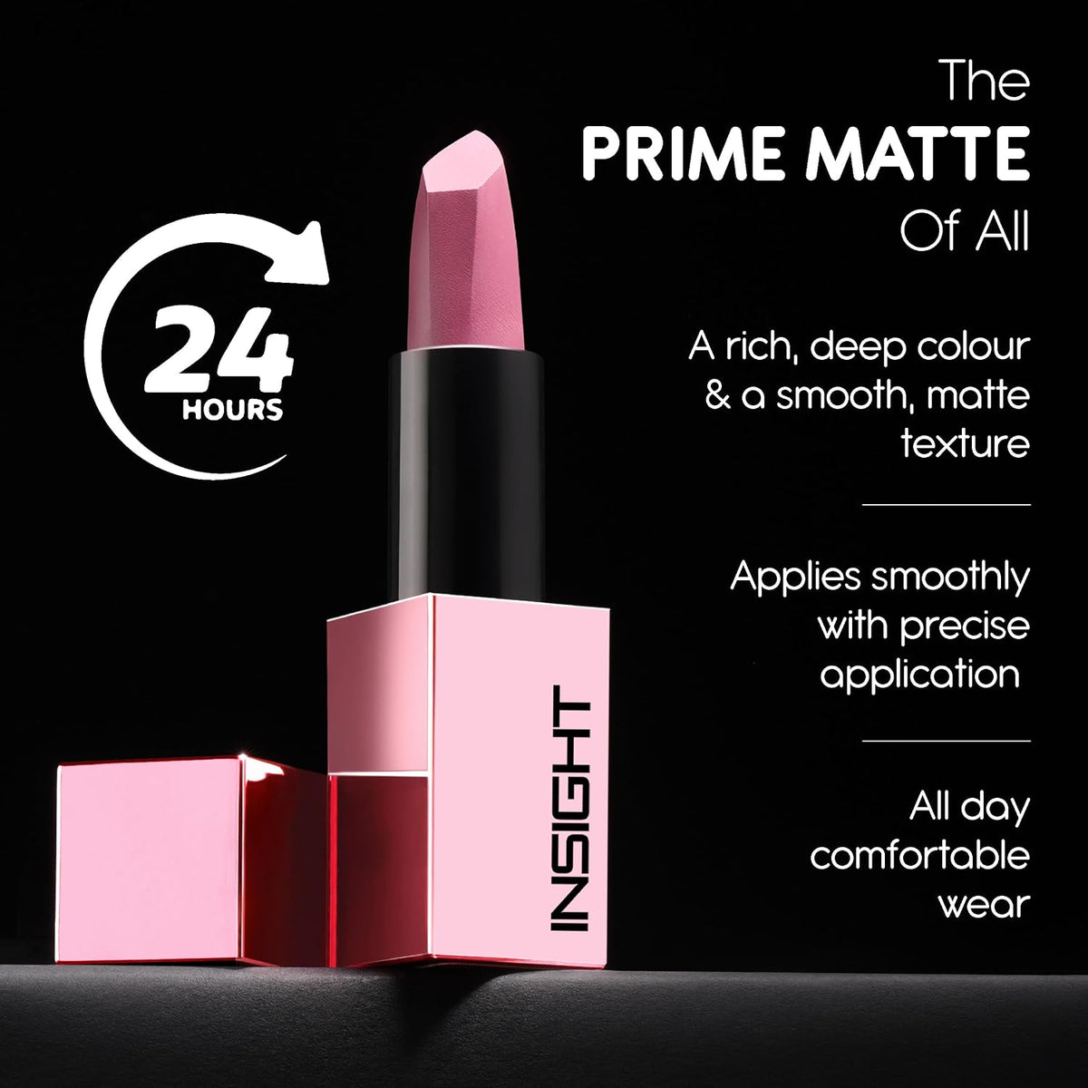 INSIGHT Prime Matte Lipstick - 3.8g |Satin Matte Finish |All day Comfort Wear | Infused with Hyaluronic Acid & Rosehip Oil |(AMERICANO) (Pack of 2)