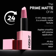 INSIGHT Prime Matte Lipstick - 3.8g |Satin Matte Finish |All day Comfort Wear | Infused with Hyaluronic Acid & Rosehip Oil |(AMERICANO) (Pack of 2)