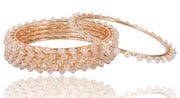 NMII Pearls Studded Metal Bangles Set For Women and Girls