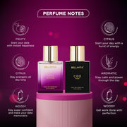 Bella Vita Luxury CEO Man & Date Woman Gift Set | Long Lasting EDP 2x50ml Perfume for Unisex | with Lemon, Lavender | Floral, Fruity, Woody Long Lasting EDP Fragrance Scent