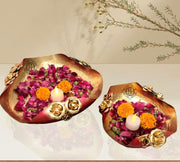 DSH Urli Bowl for Floating Flowers and Candles (Red and Gold) - Set of 2