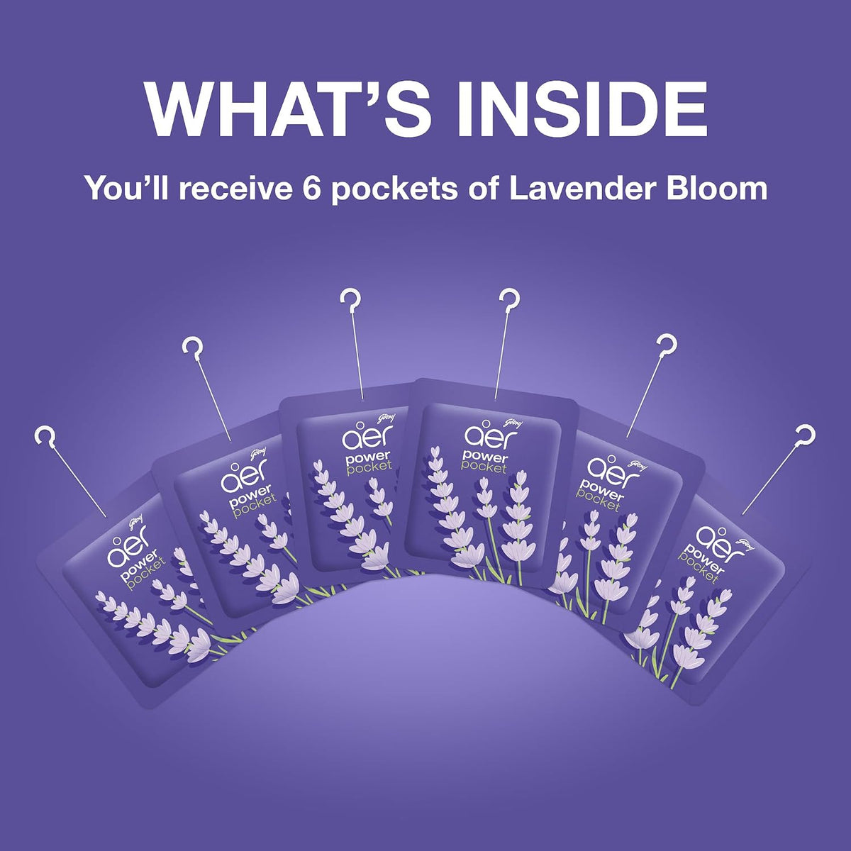 Godrej aer Power Pocket Bathroom Freshener – Lavender Bloom (10g) | Lasts up to 30 days | Germ Protection