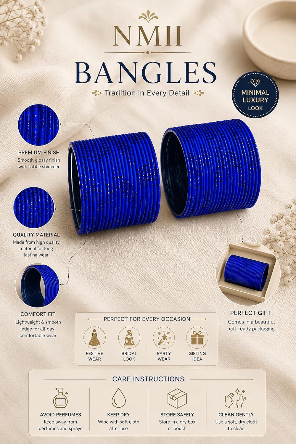 NMII Metal with Cutting Design and Glitter Bangles Set For Women and Girls | Plain Metal Bangles | Stylish Women's Bangles