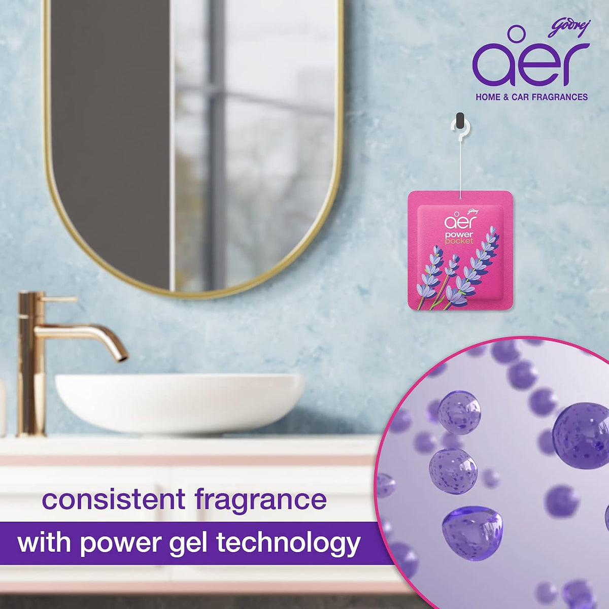 Godrej aer Power Pocket Bathroom Freshener – Assorted Pack of 9 (90g)| Lasts up to 30 days | Germ Protection