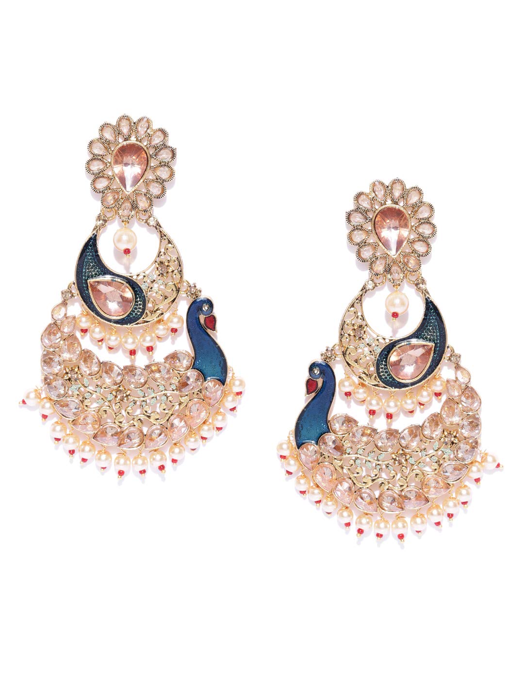 Priyaasi Brass and Cubic Zirconia Earrings for Women & Girls, Blue
