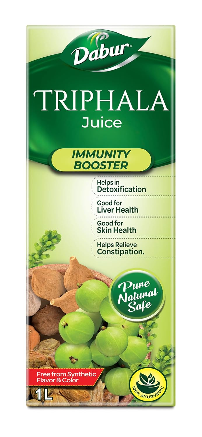Dabur Triphala Juice - 1L | 100% Ayurvedic Formulation | Improves Gut Health & Promotes Healthy Gut | Supplement for lasting Relief from Constipation & Digestive Discomfort