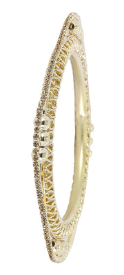 NMII Traditional Golden Metal with Zircon Stone & Pearls Moti Beads Work Kada Bangles Set For Women & Girls | Designer Women's Bangles Latest | Metal Bangles | Bridal Wedding Bangles-Set of 4
