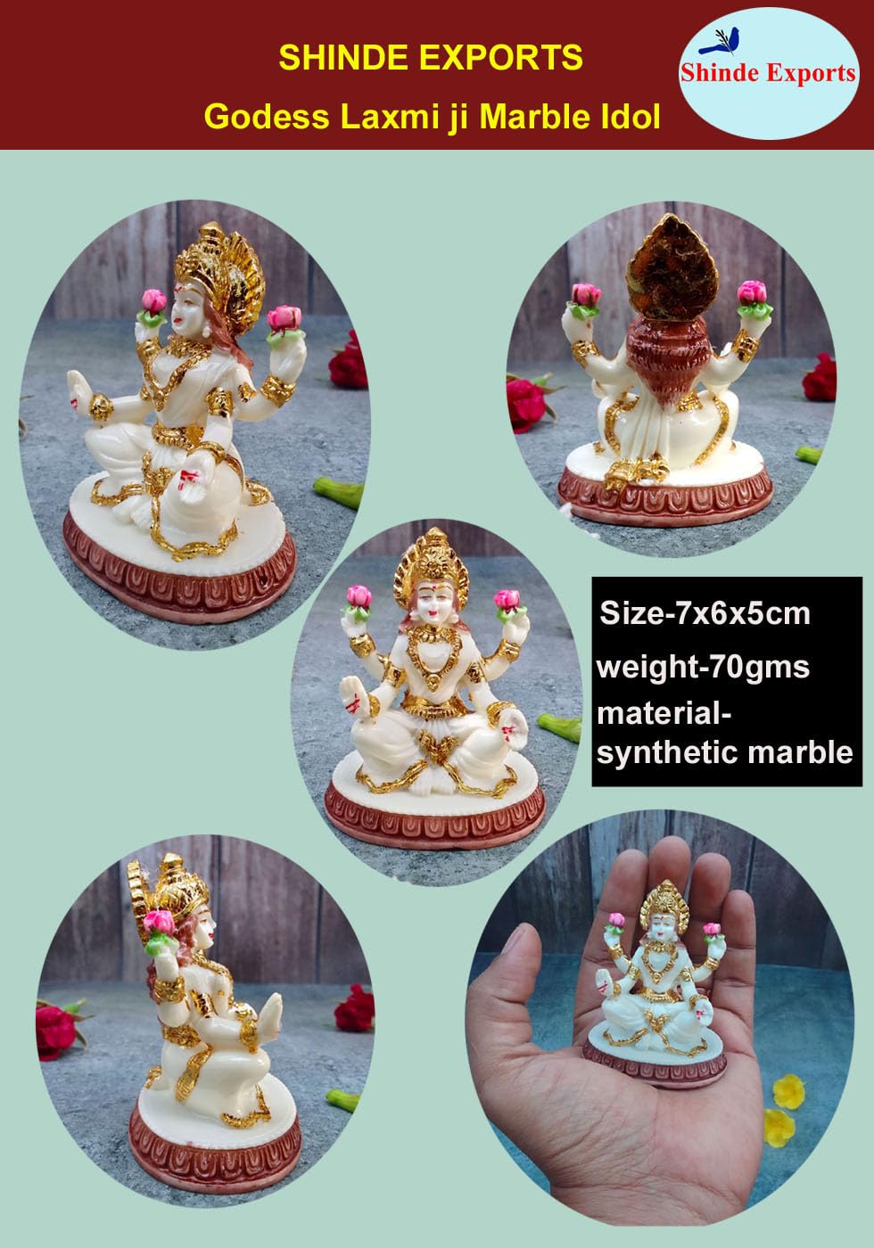 SHINDE EXPORTS Goddess laxmi Devi Marble murti Small Lakshmi Statue Idol for Home Pooja
