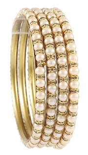 NMII Non-Precious Metal Base Metal with Zircon Gemstone Or Pearl Studded worked Glossy Finished Kada Set For Women and Girls