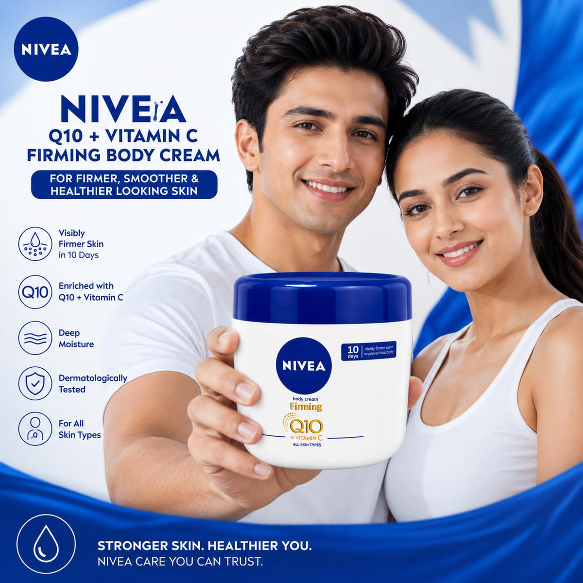 NIVEA Firming Body Cream with Q10 & Vitamin C, 48H Intensive Moisture, Helps Improve Skin Firmness & Elasticity, for All Skin Types, 400 ml