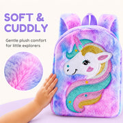 Toy Imagine Kids Soft Plush Unicorn Backpack for Girls 2-5 Years