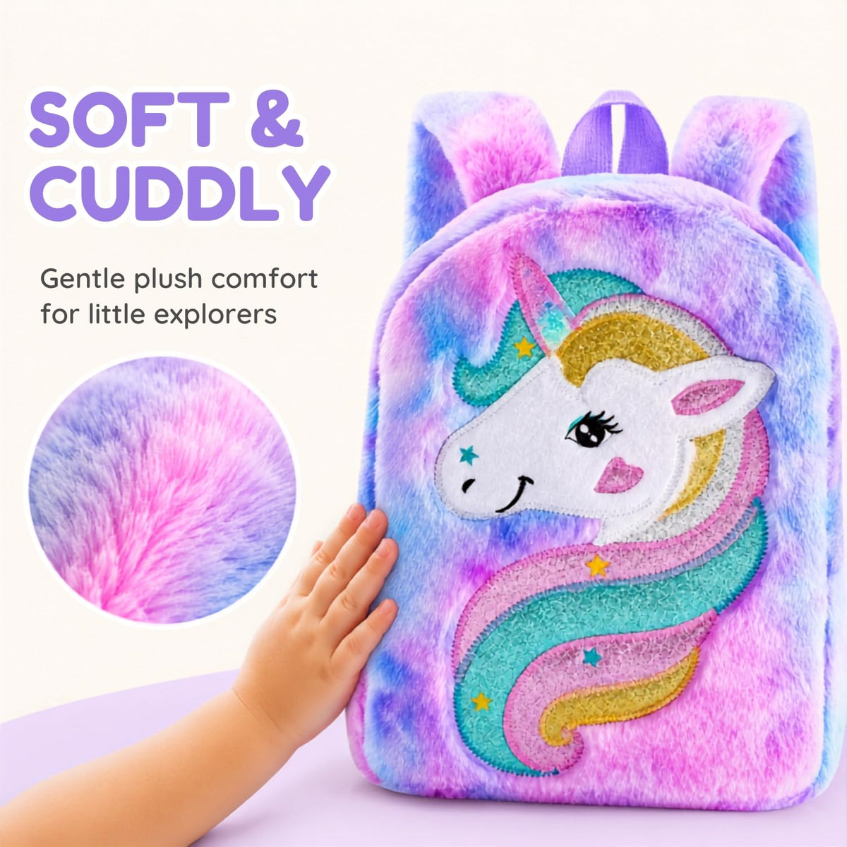 Toy Imagine Kids Soft Plush Unicorn Backpack for Girls 2-5 Years