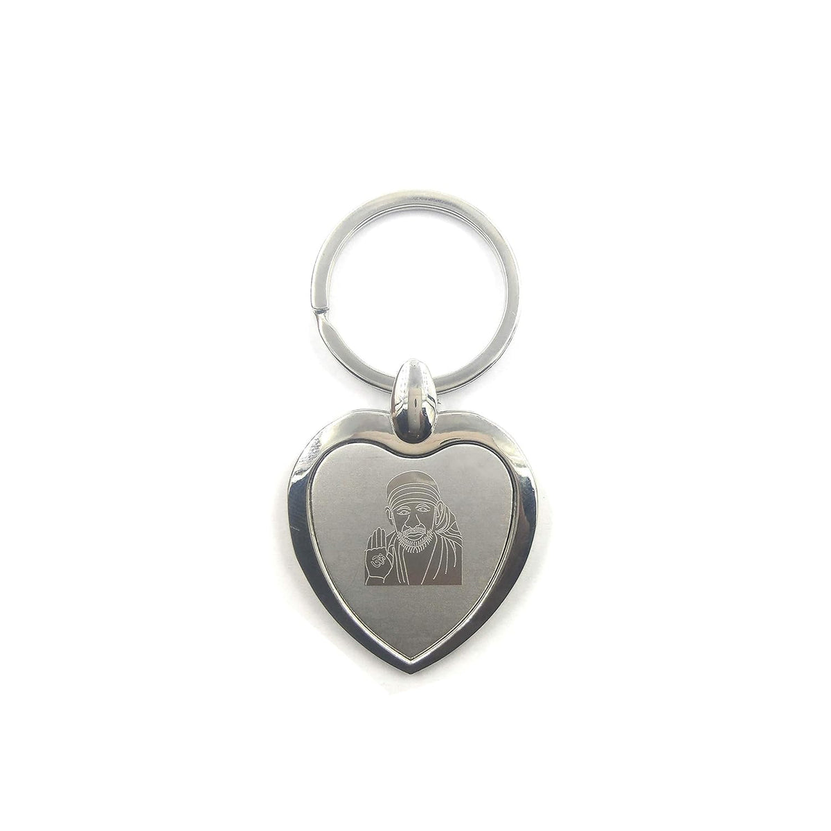 SHINDE EXPORTS Shirdi Sai Baba Stainless Steel Key Chains for car, Home and Bike (Heart Design)