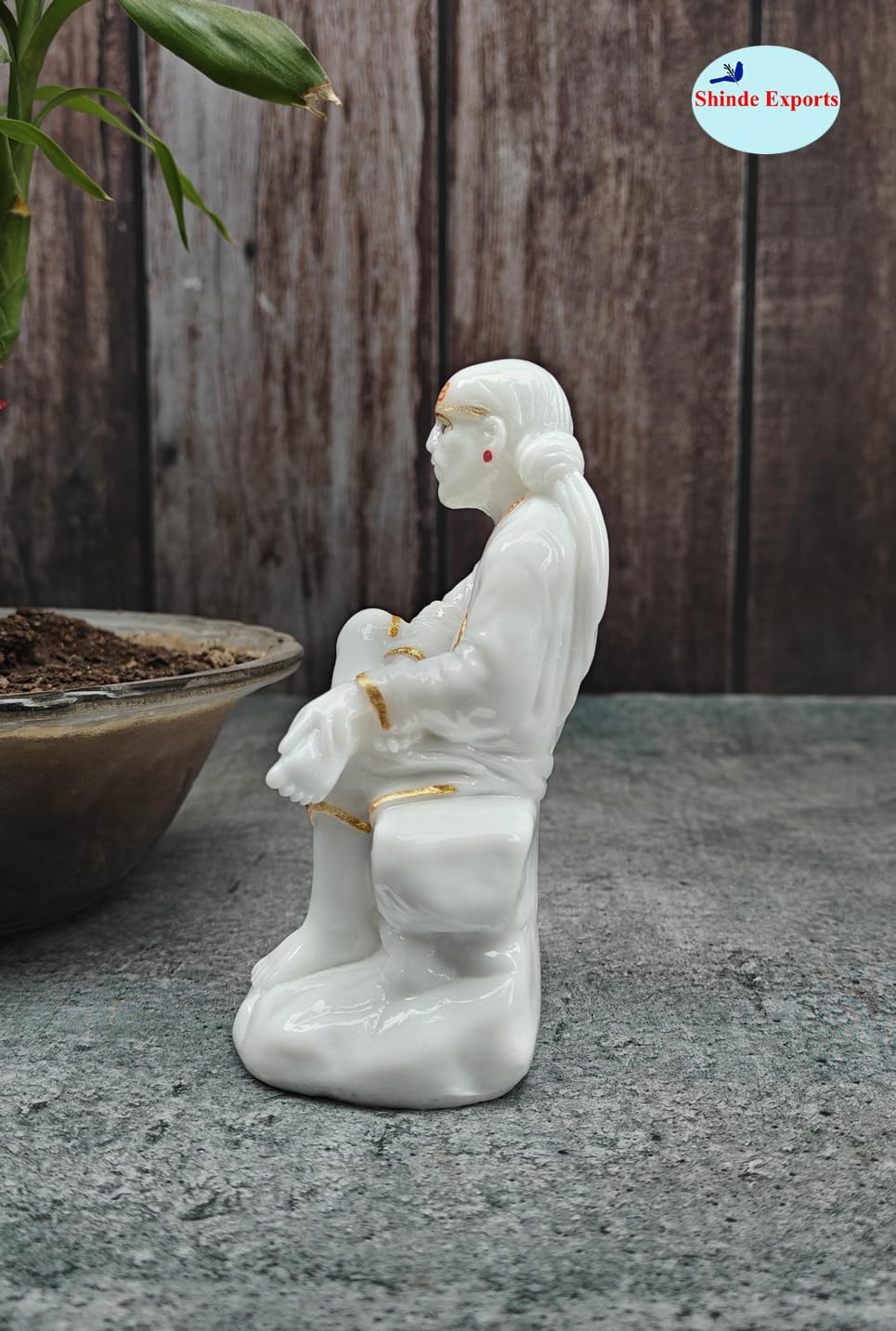 SHINDE EXPORTS shirdi saibaba Marble Idol Statue murti Home Murty for car (4.5 inches)