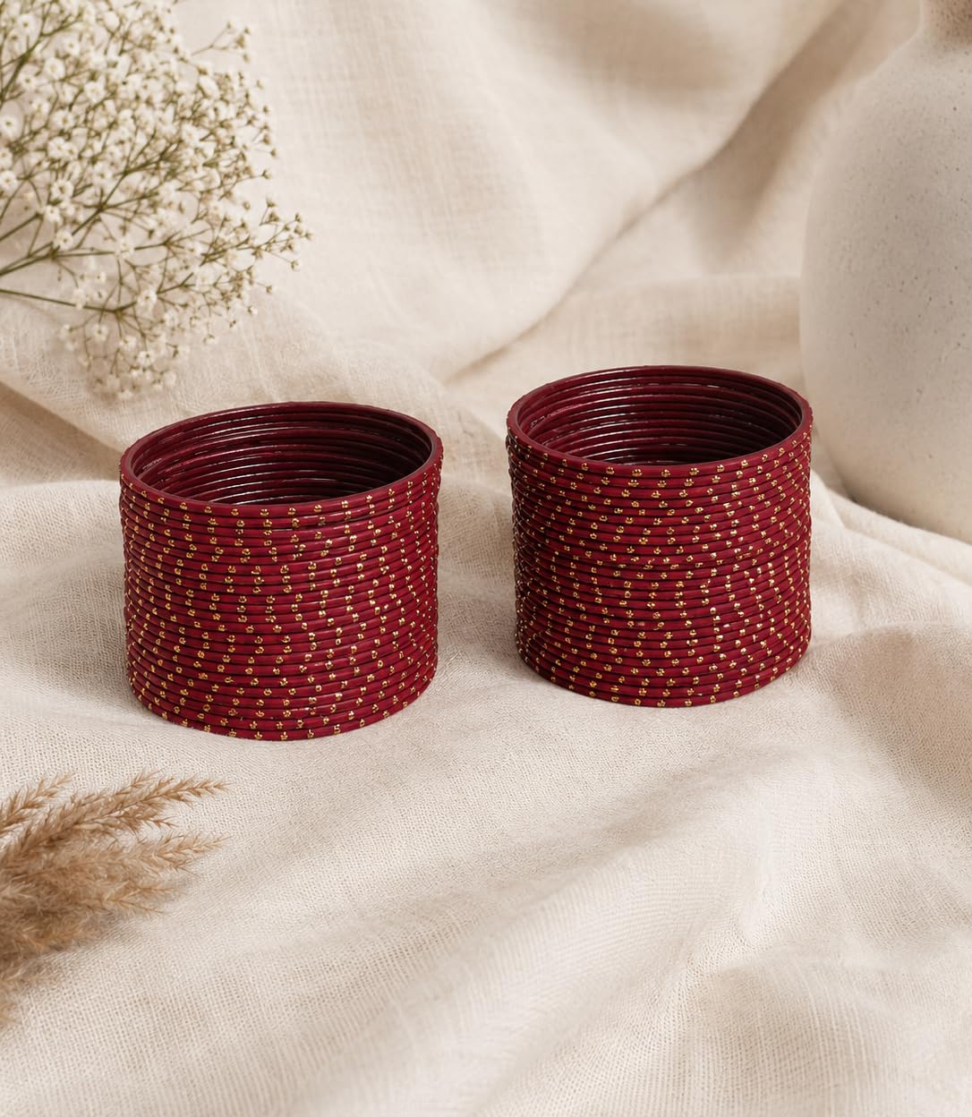 NMII Non-Precious Metal Base Metal with Polka Dots Glossy Finished Bangle Set For Women and Girls