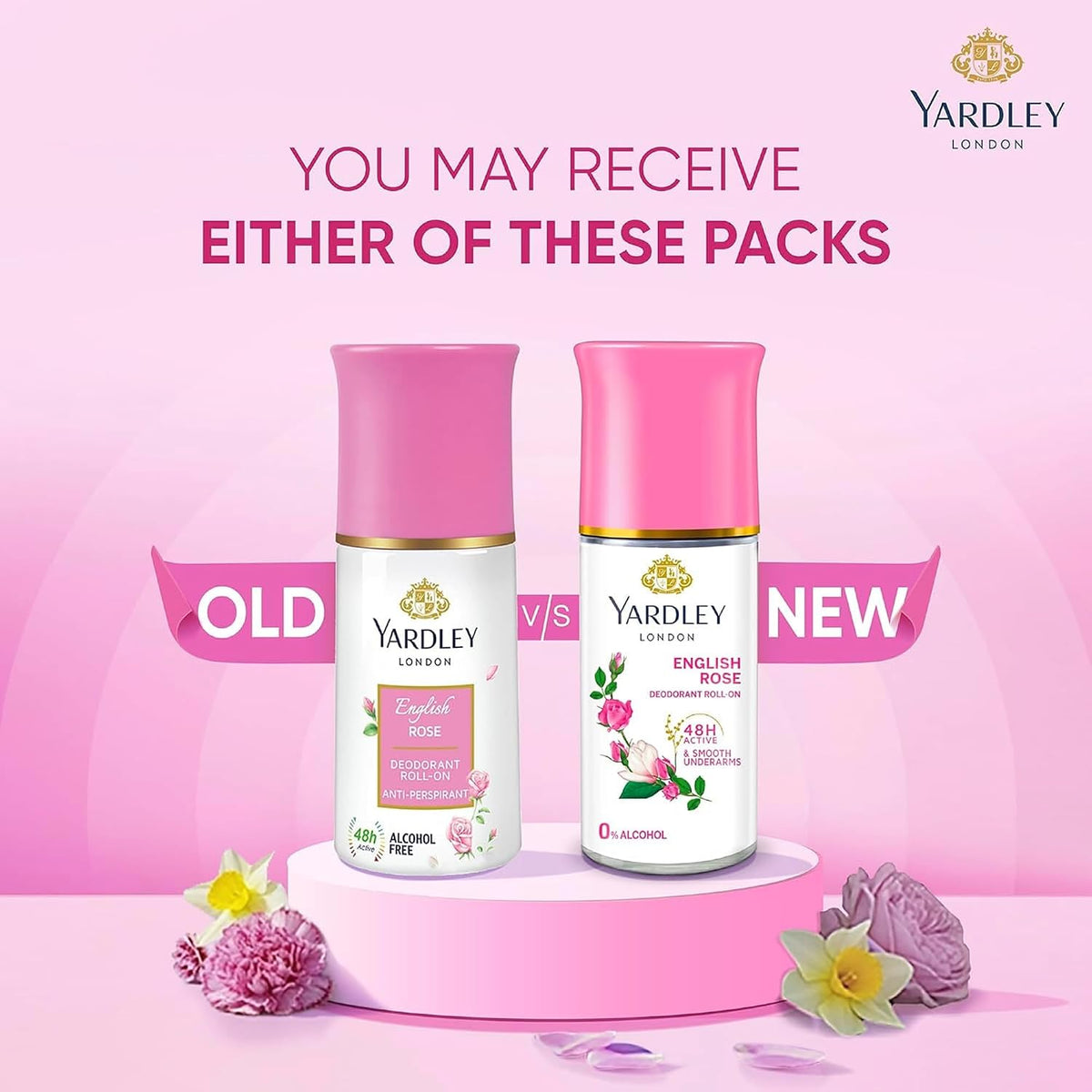 Yardley London English Rose Anti Perspirant Deodorant Roll On for Women, 50ml