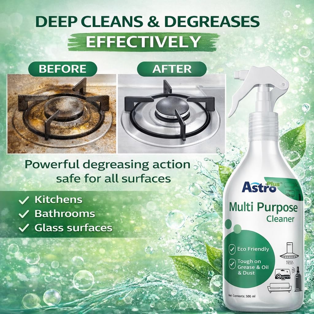Astro Plus+ Multi Purpose Cleaner 250 ml | Powerful Degreasing Spray for Kitchen, Bathroom, Glass & Car | Tough on Grease, Oil & Dust | Eco Friendly All Surface Cleaner