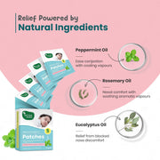 Mother Sparsh Natural Vapour Patches For Kids With Eucalyptus Oil, Peppermint Oil & Thymol Crystal (Camphor Free) | Quick Relief from Runny Nose & Nasal Congestion | Lasts Upto 8 Hrs-(Pack of 5)
