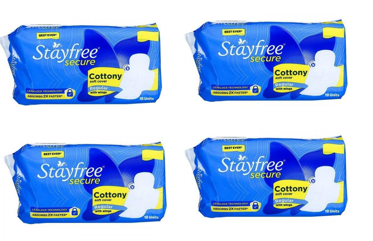 STAYFREE Secure Cottony Soft Regular Sanitary Pad (Pack of 4)